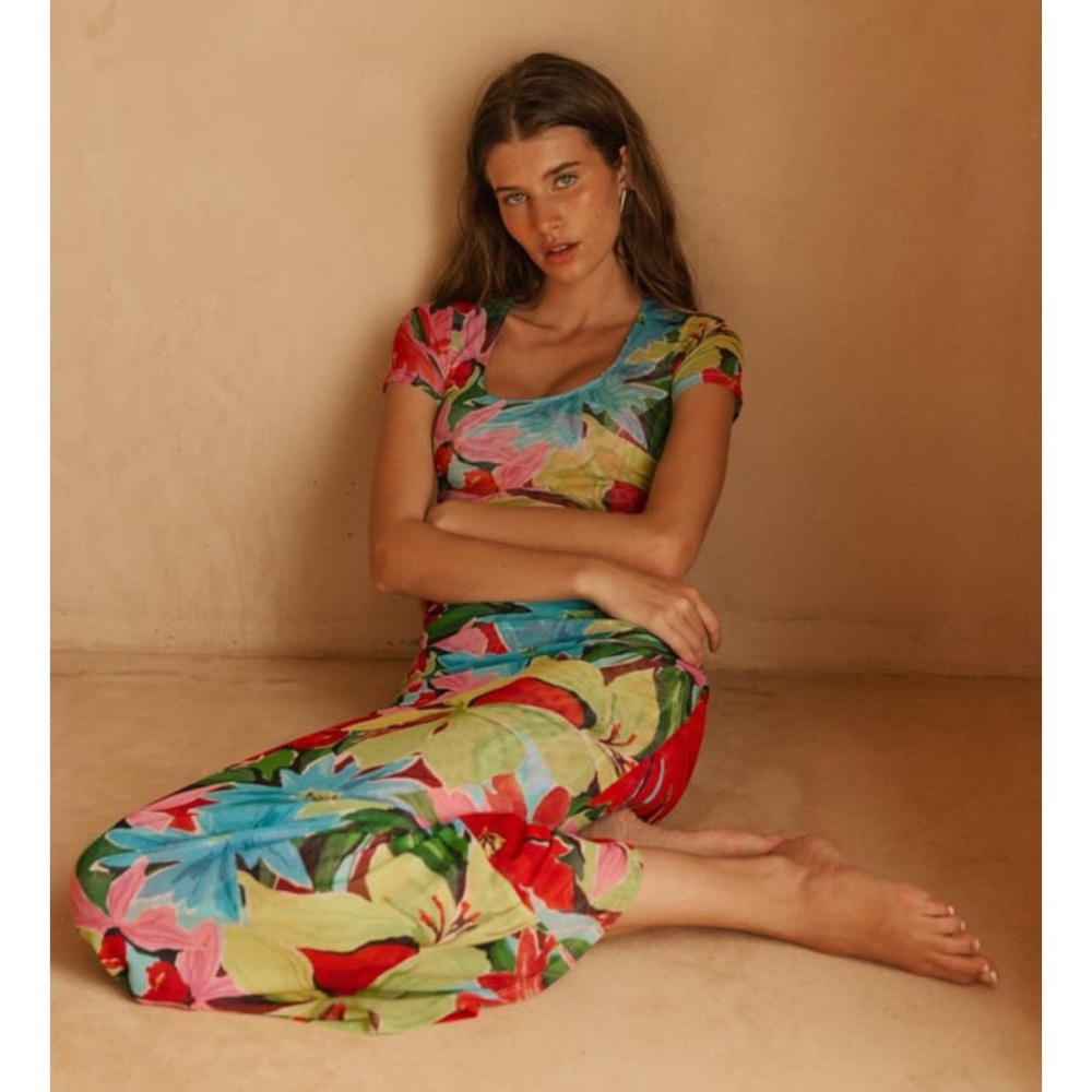 RESA Nari Maxi Dress In Tropicana Floral Mesh Tropical Size Medium - Picture 4 of 15